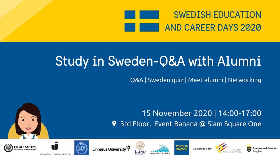  งานแนะแนวการศึกษาต่อประเทศสวีเดน “Swedish Education and Career Days 2020”